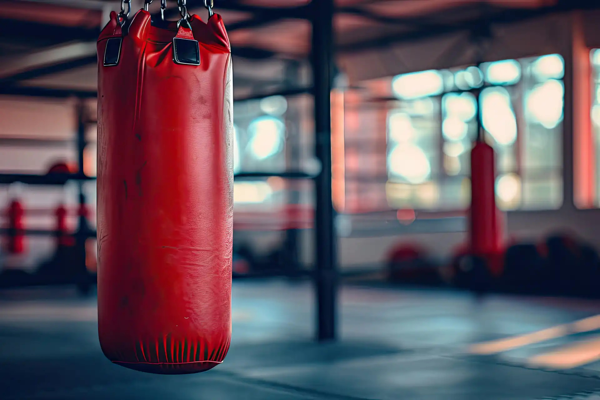 Heavy bags in the boxing area at Vine Fitness